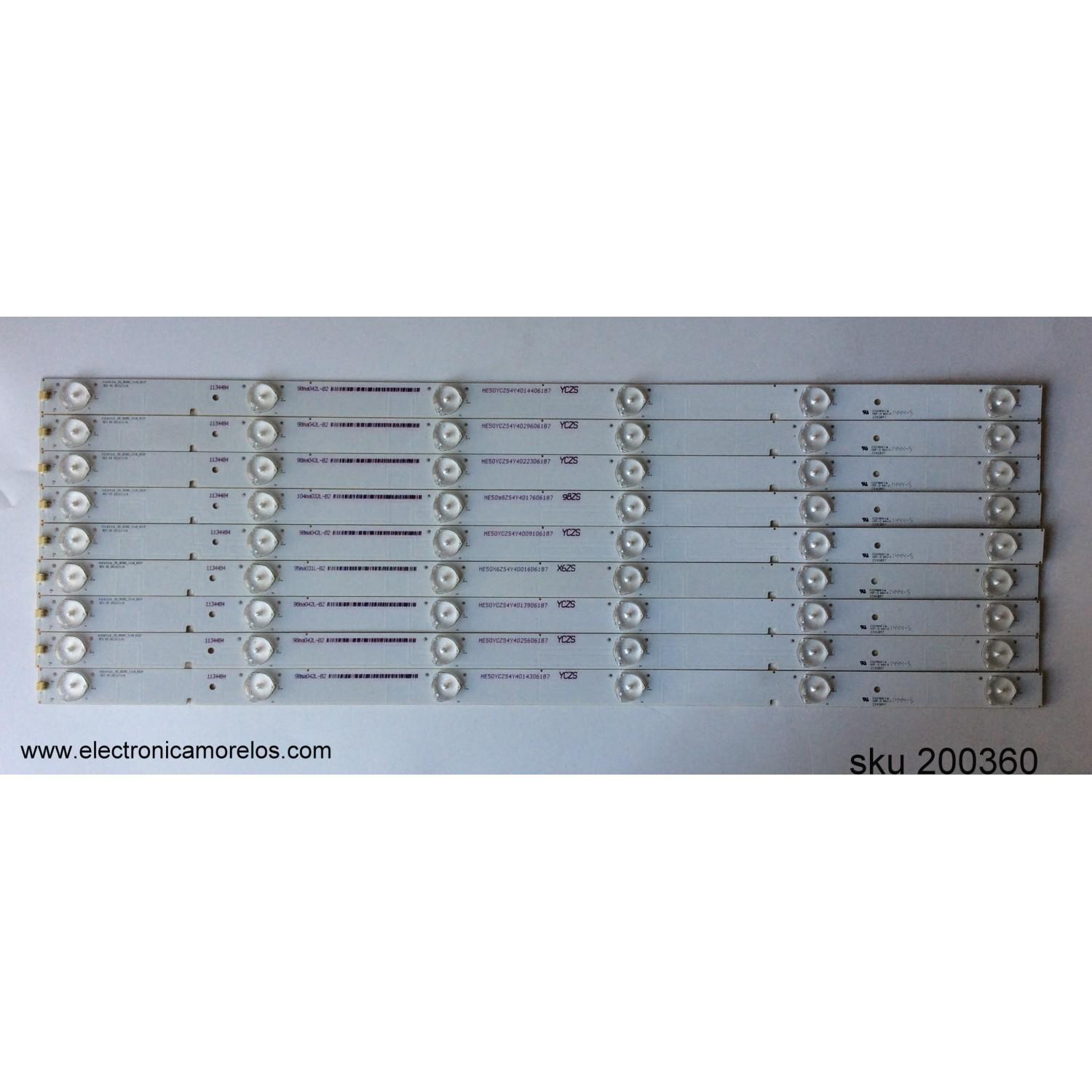 KIT DE LED`S PARA TV (9 PIEZAS) / HISENSE 1134484 / Hisense_50_3030C_11x6_6S1P / 95ma042L-B2 / 95ma031L-B2 / 98ma042L-B2 / 98ma031L-B2 / 101ma032L-B2 / 101ma031L-B2 / 104ma031L-B2 / 104ma032L-B2 / HE50XCZS4Y / HE50X6ZS4Y / HE50YCZS4Y / MODELO ¨50¨